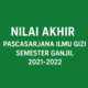 Nilai Akhir Pascasarjana Ilmu Gizi semester Ganjil 2021-2022